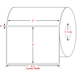 3.00" x 2.00", Label, Direct Thermal Paper, Mobile Media, 0.75" Core, Perfed, 345/Roll, 12,420/Case