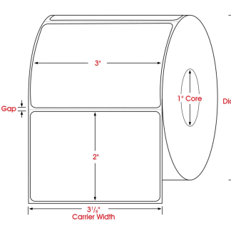 3.00" x 2.00", Label, Direct Thermal, Mobile Media, 1" Core, 4" OD, Perfed, 750/Roll, 24,000/Case