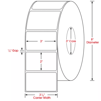 3.00" x 2.00", Label, Thermal Transfer Paper, Blank, Perfed, 3,000/Roll, 24,000/Case