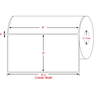 4.00" x 2.00", Label, Direct Thermal Paper, Mobile Media, 0.75" Core, Perfed, 300/Roll, 10,800/Case