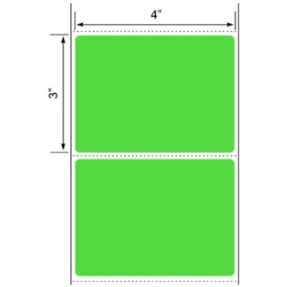 4.00" x 3.00", Label, TT Paper, Fluorescent Green PMS 802, Perfed, 2,000/Roll, 8,000/Case