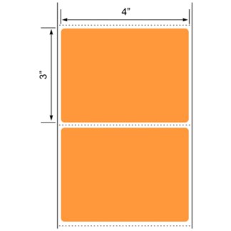 4.00" x 3.00", Label, TT Paper, Fluorescent Orange PMS 804, Perfed, 2,000/Roll, 8,000/Case