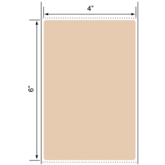 4.00" x 6.00", Label, Thermal Transfer Paper, Brown PMS 726, Perfed, 1,000/Roll, 4,000/Case