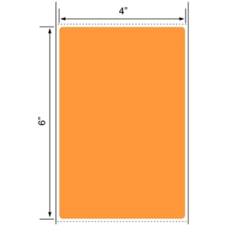 4.00" x 6.00", Label, TT Paper, Fluorescent Orange PMS 804, Perfed, 1,000/Roll, 4,000/Case
