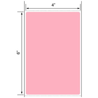 4.00" x 6.00", Label, Thermal Transfer Paper, Pink PMS 1767, Fanfold, 2,000/Stack, 4,000/Case