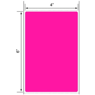 4.00" x 6.00", Label, TT Paper, Fluorescent Pink PMS 806, Perfed, 1,000/Roll, 4,000/Case