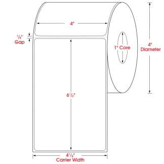 4.00" x 6.50", Label, Direct Thermal, Mobile Media, 1" Core, 4" OD, Perfed, 250/Roll, 4,000/Case