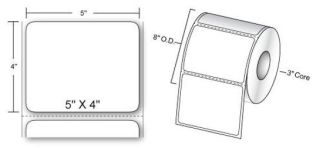 5.00" x 4.00", Label, Thermal Transfer Paper, Blank, Perfed, 1,500/Roll, 6,000/Case